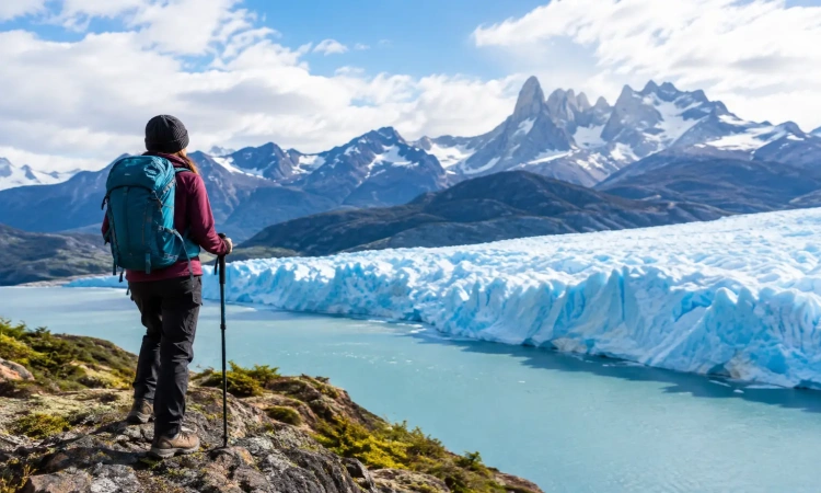 Panoramic view of Grey Glacier in Torres del Paine